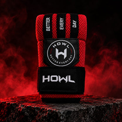 Red HOWL Quick Wraps with Better Every Day strap detail