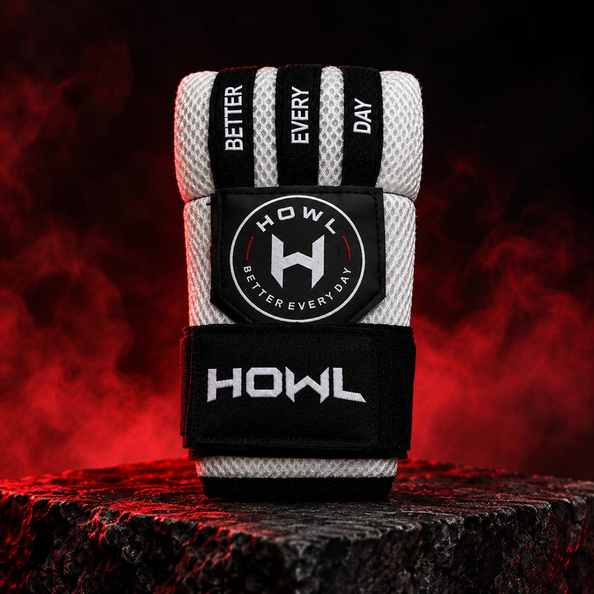 White HOWL Quick Wraps with Better Every Day strap detail